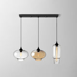 Industrial Clear Glass Multi Light Pendant - 3 Bulbs Dining Room Lighting / Q