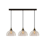 Industrial Clear Glass Multi Light Pendant - 3 Bulbs Dining Room Lighting / G