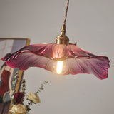 Vintage Floral Hanging Lamp - Ribbed Glass Pendant Light For Restaurants