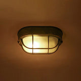 Black Metallic Geometric Flush Mount Ceiling Light Fixture For Corridors / Oval