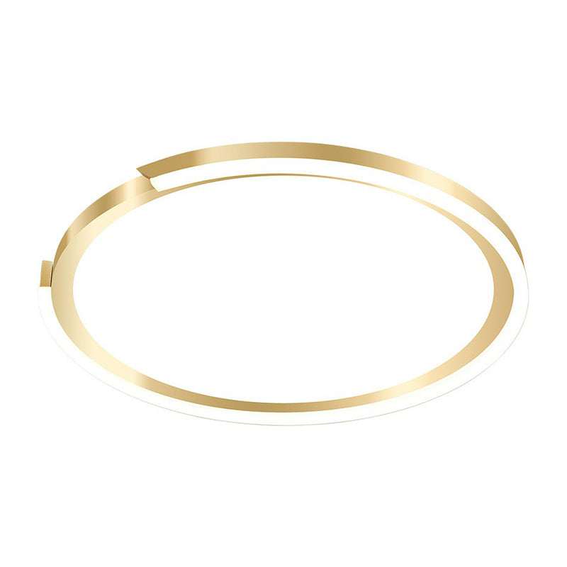 Modern Gold Led Flush Mount Ceiling Light - Simplicity Metallic Design Extra-Thin Circular Shape