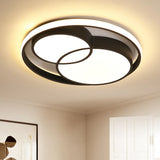 Nordic-Style Black Led Flush Mount Ceiling Light For Bedroom With Aluminum Frame / Warm