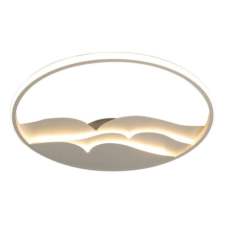 Modern Metal Led Flush Mount Ceiling Light With Halo Ring For Bedroom - White Flushmount