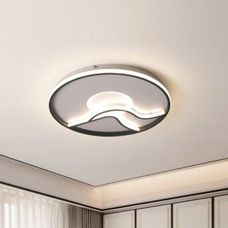 Black Sun & Mountain Nordic Flush Mount Led Lighting Fixture With Acrylic Shade / 16.5’ Third Gear