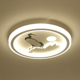 Nordic Style Led Flush Mount Ceiling Light In White - Circular Bedroom Lighting Fixture / Crane