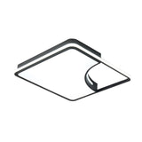 Modern Black Square Led Flush Mount Ceiling Light For Bedrooms