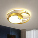 Modern Geometric Led Flush Mount Gold Ceiling Light For Living Room / 15.5’ White