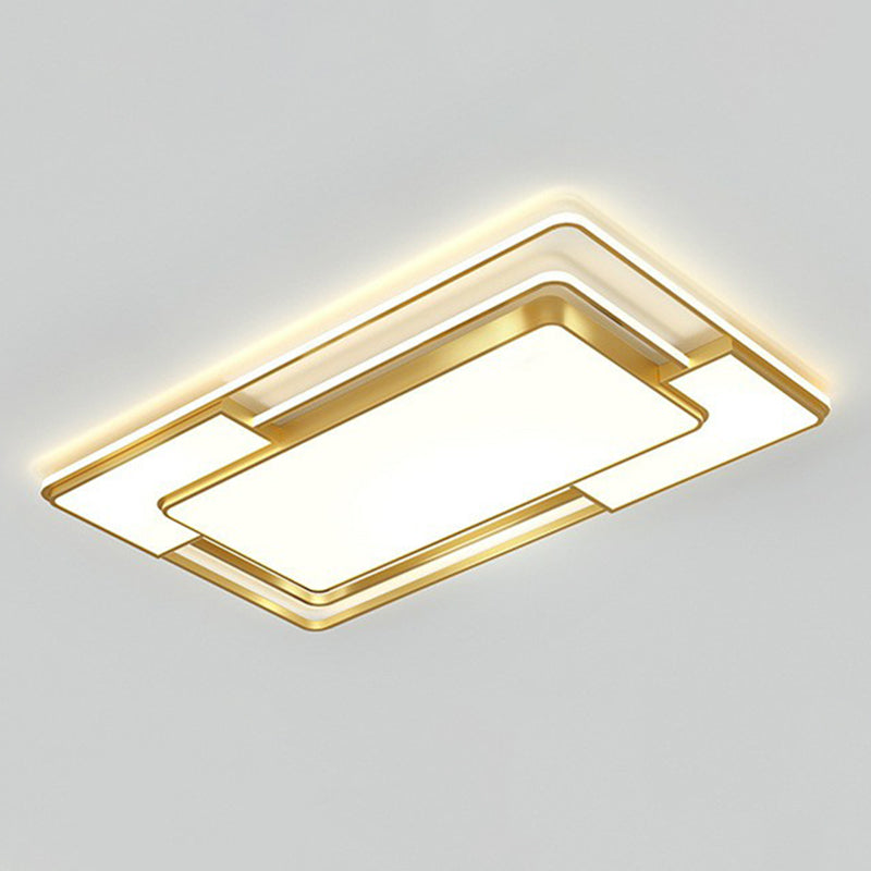Modern Geometric Led Flush Mount Gold Ceiling Light For Living Room / 23.5’ Warm