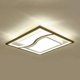 Modern Geometric Led Flush Mount Ceiling Light In Coffee Acrylic For Your Living Room / Square