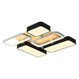 Minimalist Metallic Black And White Led Flush Mount Lighting Fixture - Splicing Design