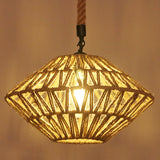 Industrial Hemp Rope Caged Ceiling Pendant Light With Flaxen Finish - Ideal For Restaurants / F