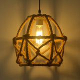Globe Cage Pendant Light With Hemp Rope Detail - Antique Brown Restaurant Hanging Fixture