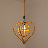 Vintage Hemp Rope Hanging Light: Single-Bulb Pendant For Restaurants In Brown / D