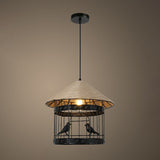 Rustic Hemp Rope Pendant Light Fixture - Brown 1 Bulb Hanging / E