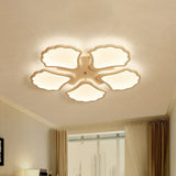 Modern Metallic Semi Flush Led Ceiling Light For Living Room In White 5 / Warm