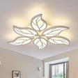Leaf Led Semi Flush Mount Light In White Acrylic For Simple Living Room Ceiling 6 / Warm