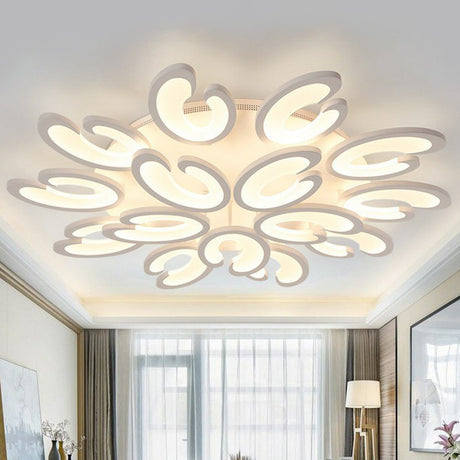 White Wing Ceiling Led Light: Minimalist Acrylic Semi Flush Mount For Living Room