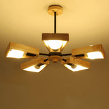 Minimalist Trapezoid Suspension Light: Living Room Chandelier With Light Wood Frame