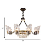 Modern Crystal Shield Chandelier Black 4/6/8 Lights Hanging Kit