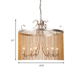 Modern Gold Cylinder Crystal Chandelier Pendant Light - 3/5/6 Lights 15/19.5/24.5 Wide