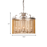 Modern Gold Cylinder Crystal Chandelier Pendant Light - 3/5/6 Lights 15/19.5/24.5 Wide