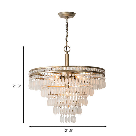 Contemporary Crystal 6-Light Tiered Ceiling Chandelier - Antique Silver Bedroom Fixture