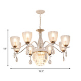 Contemporary Glass Prism Chandelier With Crystal Shades - 3/6/8 Lights Kit In White