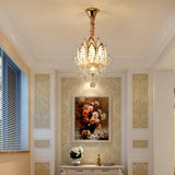 Lotus Crystal Pendant Light In Gold - Contemporary Hanging Ceiling