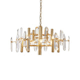 Modern Gold Chandelier Light Fixture With Metal Frame And 8/10 Hanging Lights - 23.5/31.5 Wide