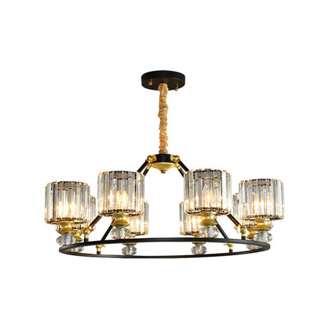 Modern Clear Crystal Cylinder Hanging Light Kit - 4/6/8 Lights