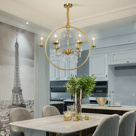 Modern Metal Candelabra Chandelier With Crystal Drop: 6/8-Light Brass Ceiling Light 6 /