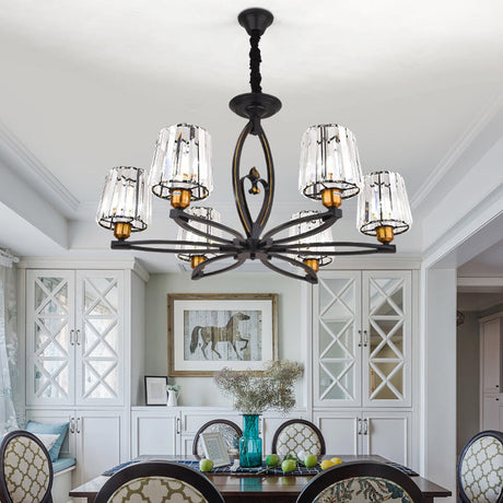 Vintage Tapered Crystal Block Ceiling Light - 3/6 Lights Black Ideal For Dining Room 6 /