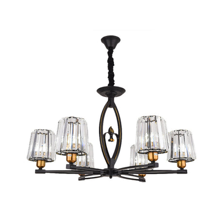 Vintage Tapered Crystal Block Ceiling Light - 3/6 Lights Black Ideal For Dining Room