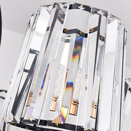 Vintage Tapered Crystal Block Ceiling Light - 3/6 Lights Black Ideal For Dining Room
