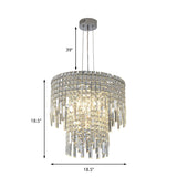 Modern 4-Light Silver Chandelier: Clear Rectangular-Cut Crystal Tiered Lamp