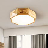 Faceted Octagonal Led Ceiling Light - Nordic Design For Living Room Wood / 18’ Natural