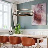 Minimalist Led Chandelier For Dining Room With Metallic Seamless Curve Design