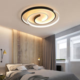 Modern Curved Flush Ceiling Light With Led In Black And White Acrylic For Bedroom Mounting