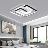 Black And White Acrylic Flush Ceiling Light - Modern Geometric Style With Led Fixture Black-White /