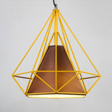 Simplicity Diamond Frame Hanging Light Iron Pendant Lighting Fixture For Restaurants Yellow / 10
