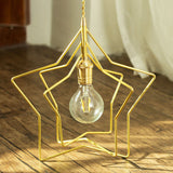 Gold Retro Star Frame Iron Pendant Light For Restaurants