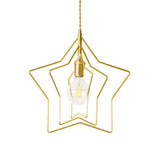 Gold Retro Star Frame Iron Pendant Light For Restaurants /