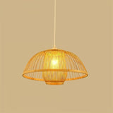 Woven Bamboo Hanging Lamp - Minimalist Suspension Lighting For Restaurants Wood / C