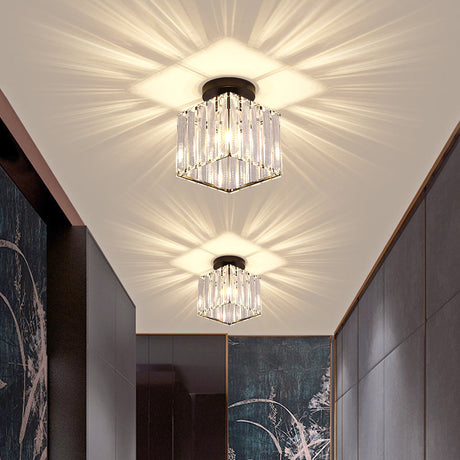 Contemporary Geometric Crystal Prism Flush Mount Led Ceiling Light Fixture
