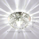 Modern Led Flush Ceiling Light Clear Crystal Floral Design For Entryway / White