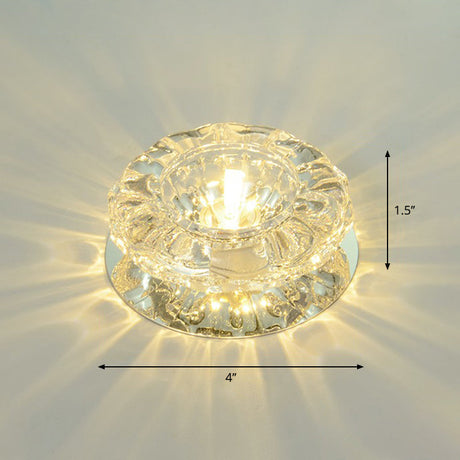 Minimalist Clear Led Flush Mount Fixture For Hallway - Floral Crystal Lighting / Warm
