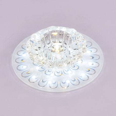 Minimalist Crystal Floral Led Flush Mount For Corridor Lighting Clear / White