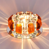 Contemporary Crystal Led Flush Mount Ceiling Light - Clear Floral Design For Entryway Burgundy