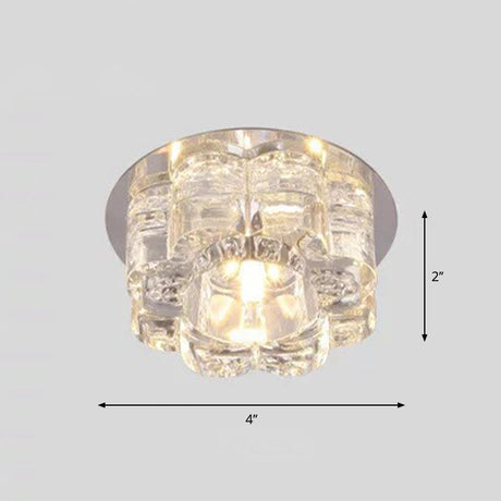 Contemporary Blossom Crystal Flush Ceiling Light - Clear Led Mount Fixture