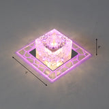 Minimalist Clear Led Crystal Square Flush Mount Lighting For Passage / 7 Pink